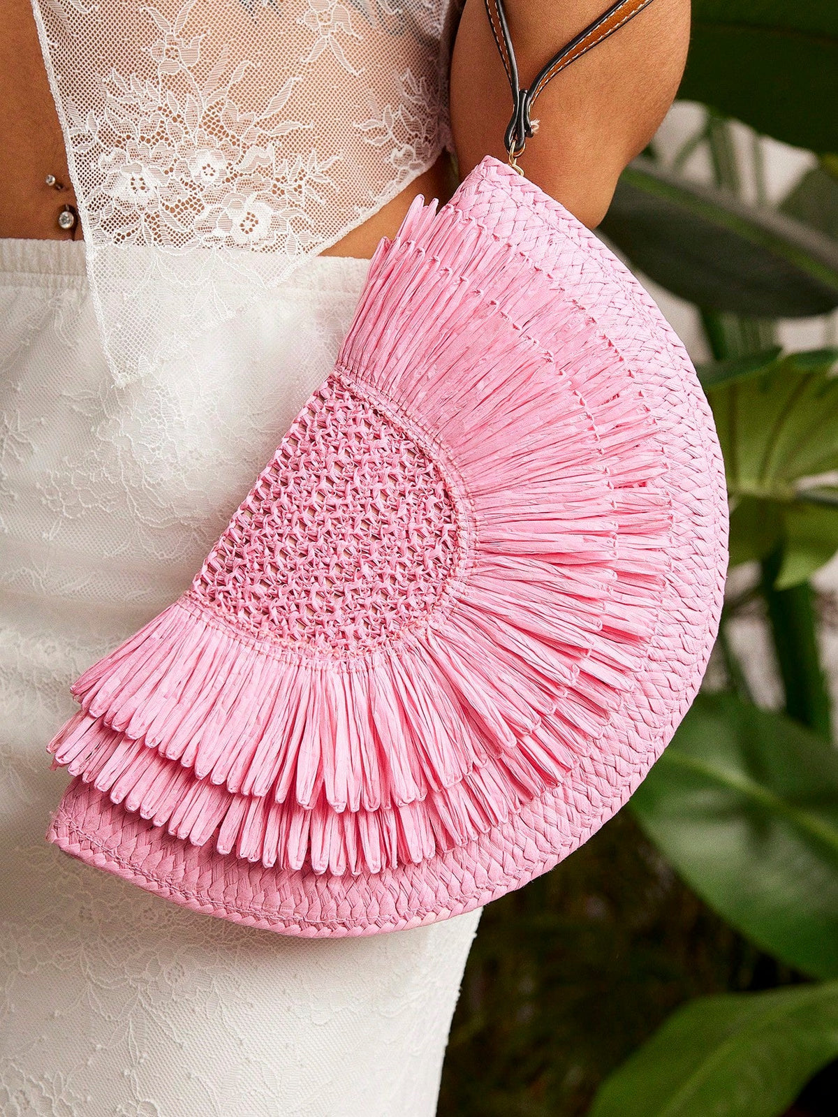 Bolsa de Mão Feminina Palha Rosa Sofisticada (Linha Premium)